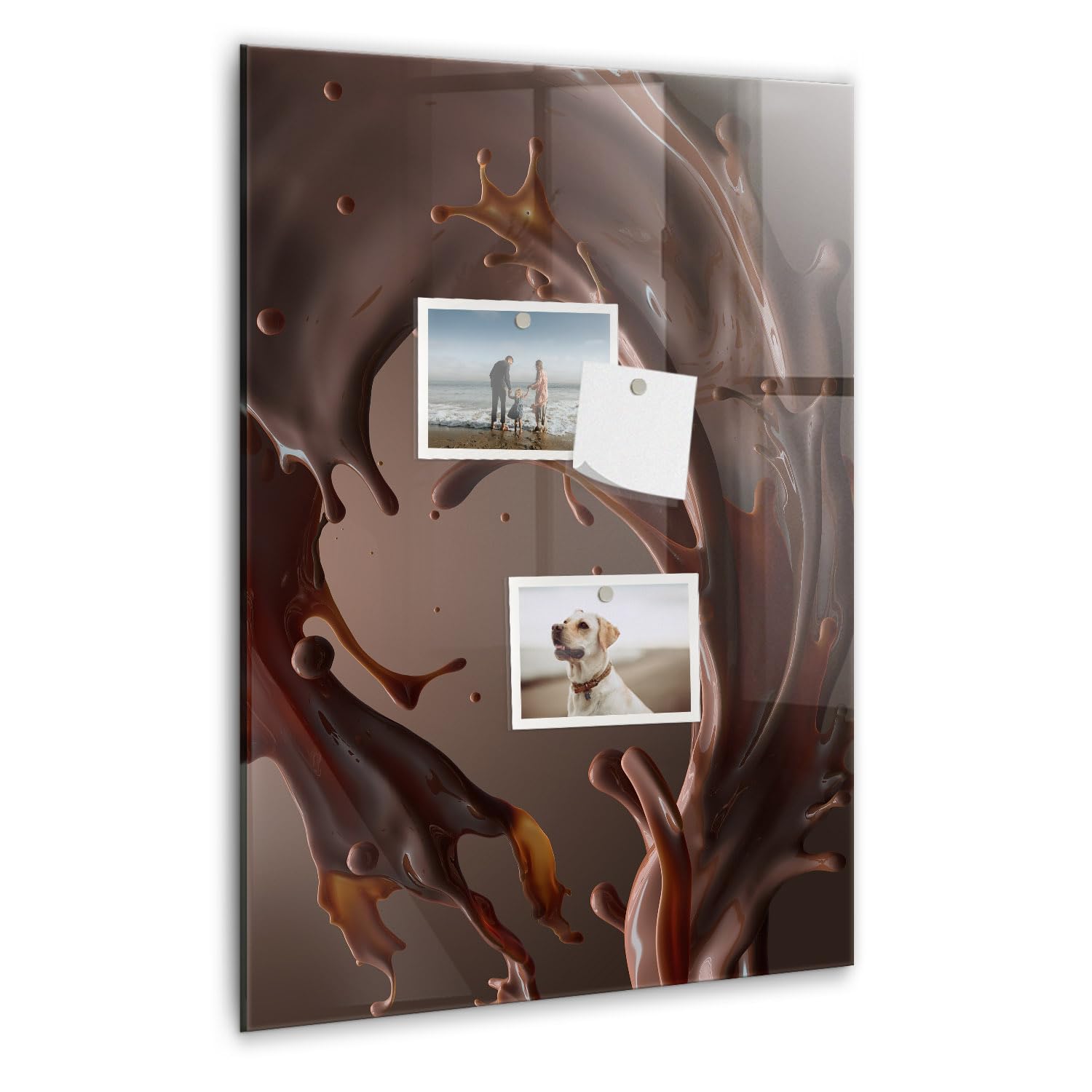 Pizarra magnética vertical de cristal templado | Imanes de neodimio incluidos | Para oficina, cocina y estudio | Diseño elegante y moderno - 40x60cm - Leche con chocolate