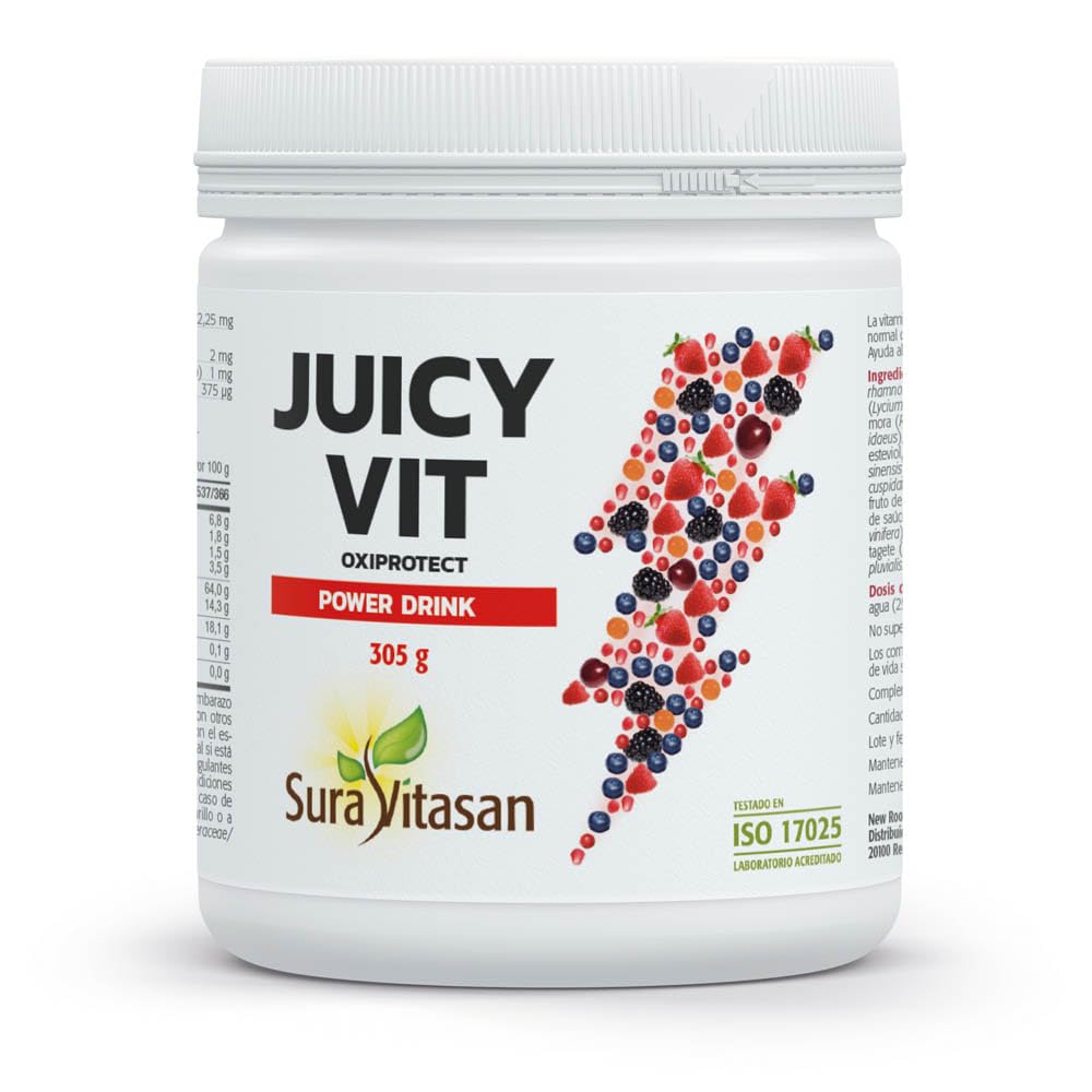 SURA VITASAN Juicy Vit Oxiprotect Superalimentos en Polvo 305 g | Frutos Orgánicos Liofilizados con Prebióticos y Nutracéuticos, para Soporte Inmunitario y Protección Antioxidante