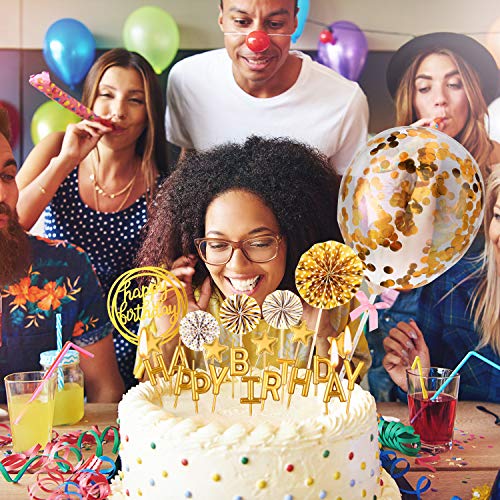 image for Boao Birthday Cake Topper Set Happy Birthday Cupcake Topper Letters Ca