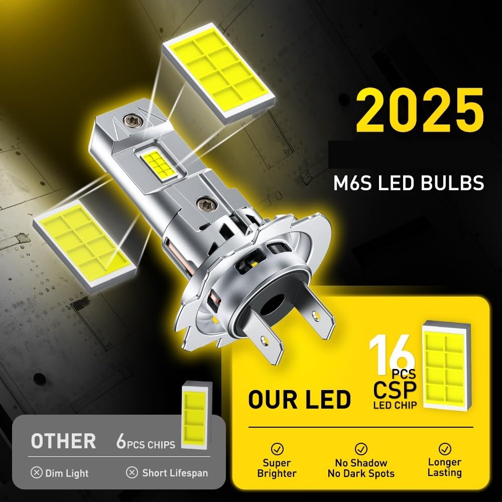 Faro LED 2 pezzi faro per auto H7 luci a LED fascio alto basso formato 1:1 wireless 16 pezzi chip CSP impermeabile Luce Guida Diurna