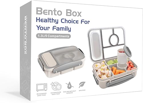 Miniatura 7 de Lonchera Bento para adultos, lonchera para niños, contenedores de almuerzo para adultosniñosniños pequeños, lonchera bento de 5 compartimentos para
