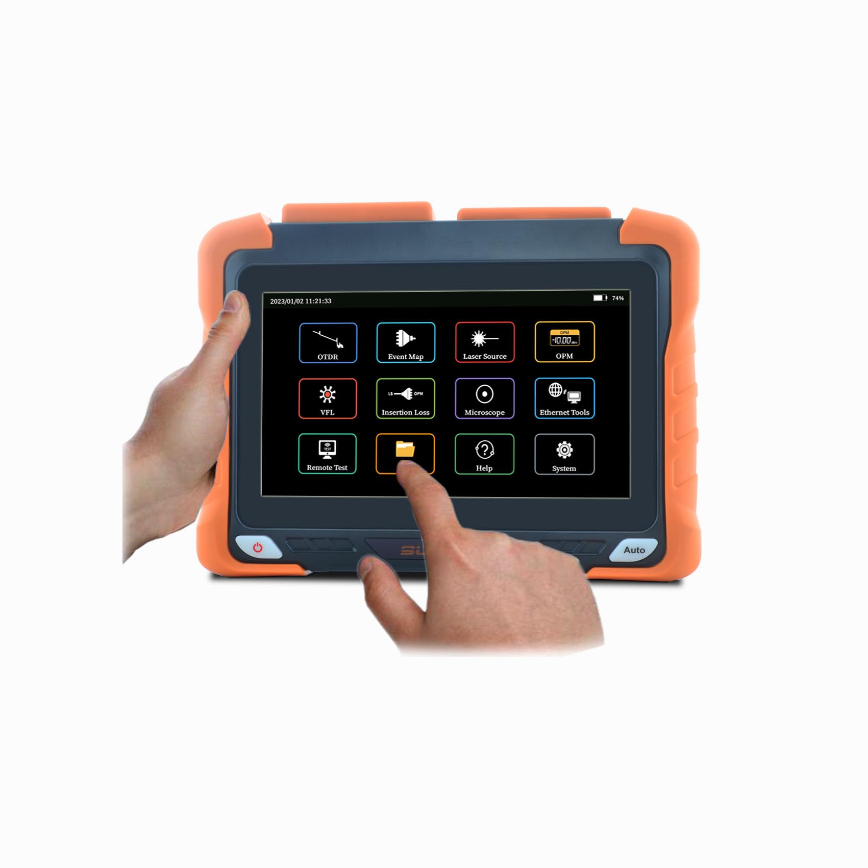 850/1300nm 26/28dB 4 in 1 MM OTDR +VFL+OPM+OLS 7" IPS Touchscreen 120Km OTDR Tester Per Fibra Ottica/Riflettometri Ottici Di Domande Di Tempo Con SC/FC/ST/LC UPC&APC Adattatore (OTDR62F-M1)