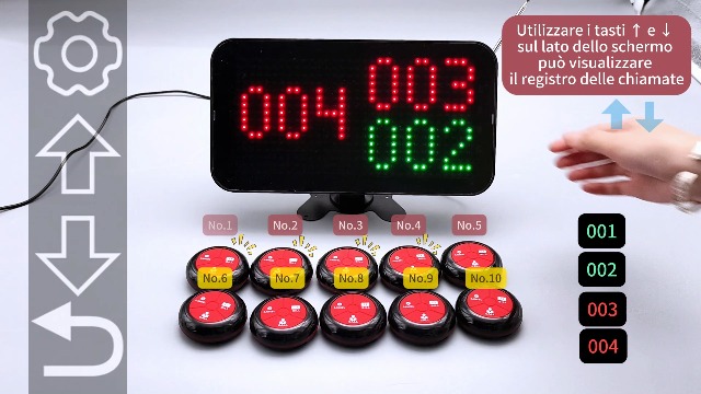 CYSSJF Sistema Di Chiamata Wireless Per Ristoranti – 1 Ricevitore Orologio E 10 Pulsanti Per Camerieri, 3 Modalità Di Promemoria - 2