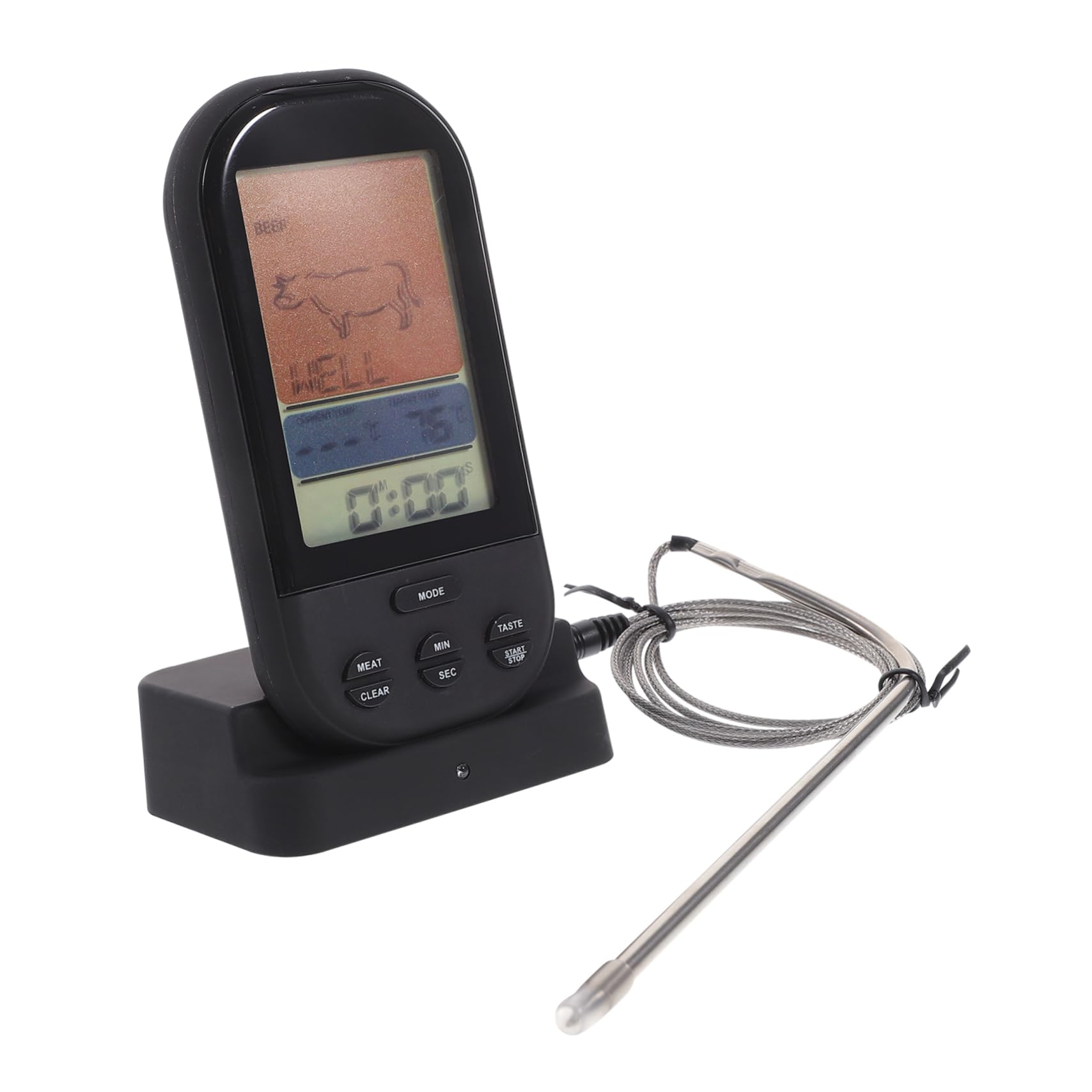 Mikikit Wireless Meat Thermometer Mit Lcd-anzeige Drahtloses Grillthermometer Für Bbq Ofen Und Smoker Temperaturbereich Timer Und Alarmfunktion Einfach Ablesbar