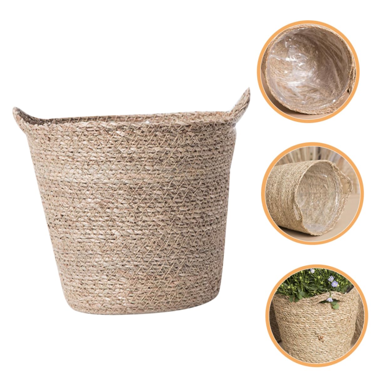 BESPORTBLE 3stücke Geflochtener Blumentopf Handgefertigter Runder Pflanzkorb Für Innenräume Vielseitig Einsetzbar Als Aufbewahrungskorb Oder Pflanzgefäß Aus Robustem Material Für
