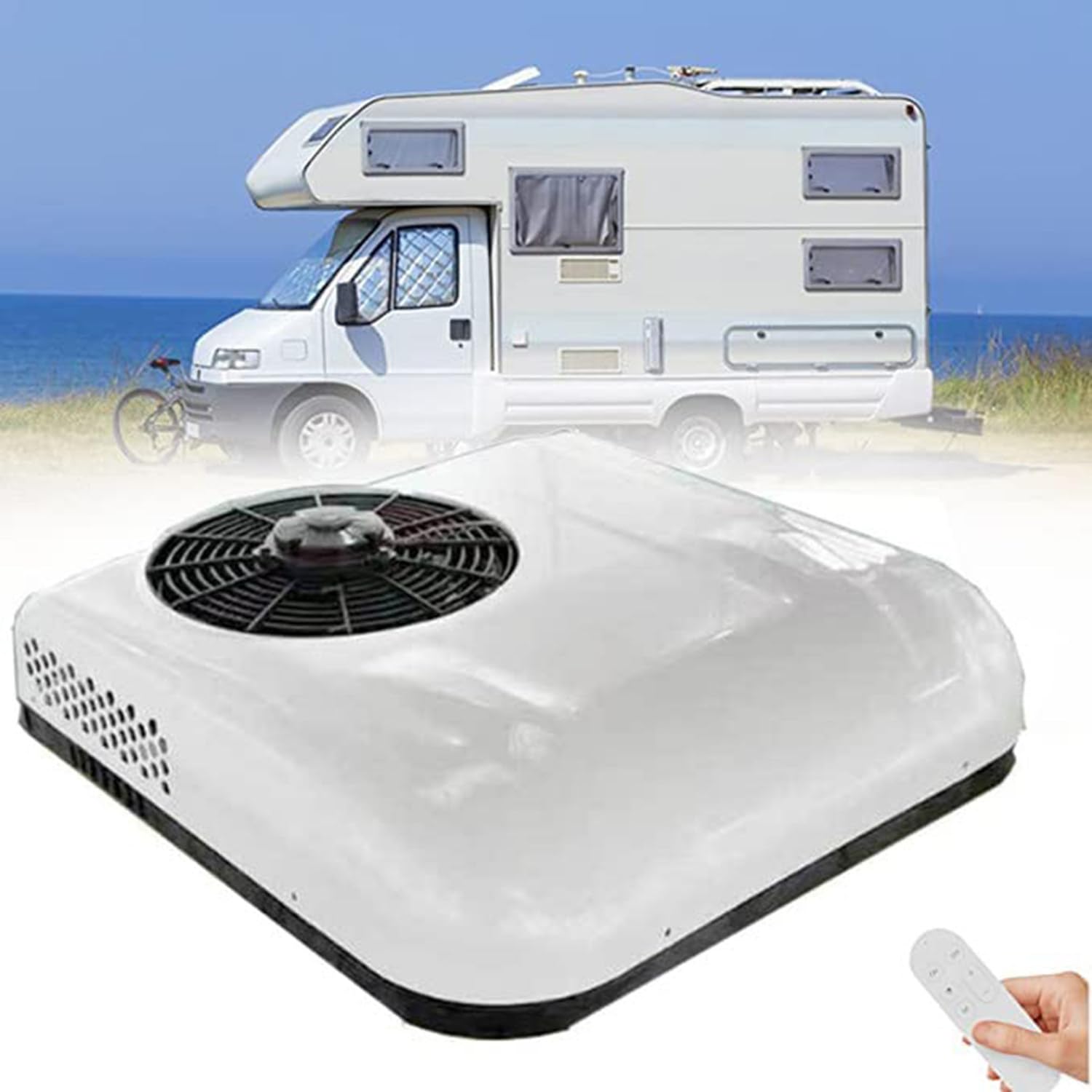 ANXYYDS 12V/24V DC RV Air Conditioner,RV Rooftop Air Conditioner,Silent Air Conditioner,for Motorhomes,Buses,Excavators,Motor Homes,Farm Vehicles White-24V