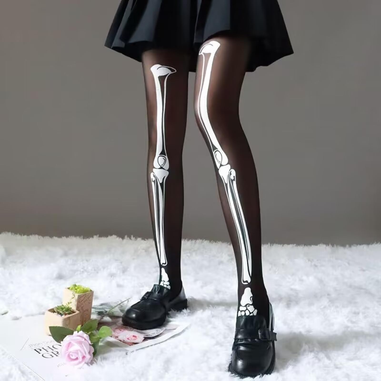 Halloween Strumpfhosen Netz-Skelett Design - Gruselig Strumpfhosen Für Damen & Mädchen