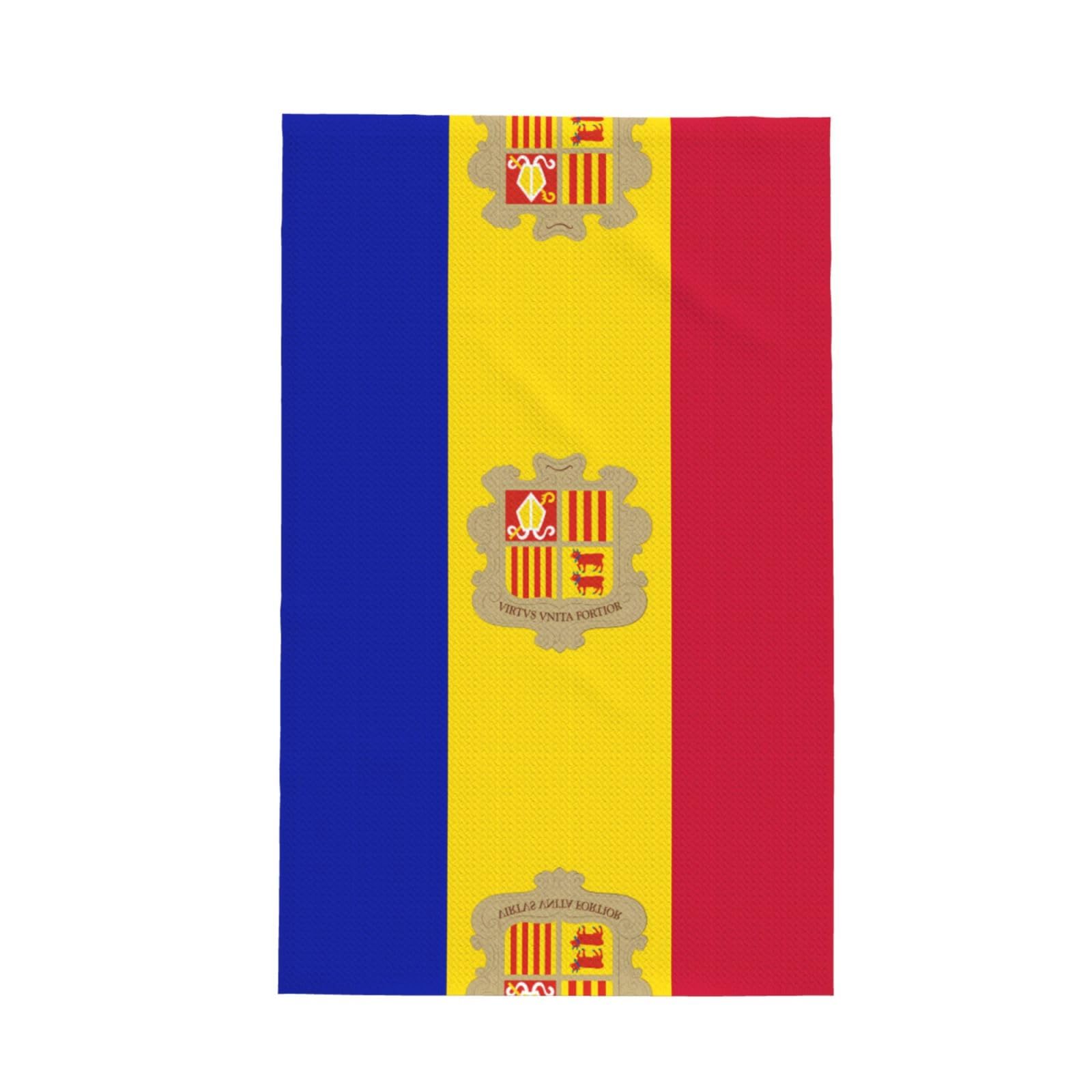 Samlng Black Andorra Flagandorra Flag Waffle Kitchen Towel Set - Tea Towels With Hanging Loop - Ideal For Bathroom, Household Chores, And Décor