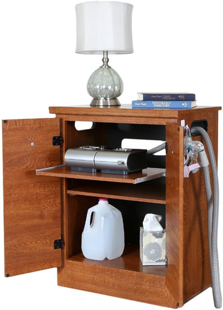 Heritage Oak CPAP Nightstand with Moisture Resistant Surfaces