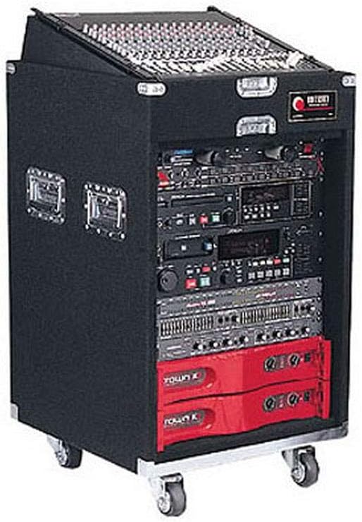 Odyssey CXP1114W Pro Combo Carpeted Rack With Recessed Hardware And Wheels: 11u Top, 14u Bottom, black