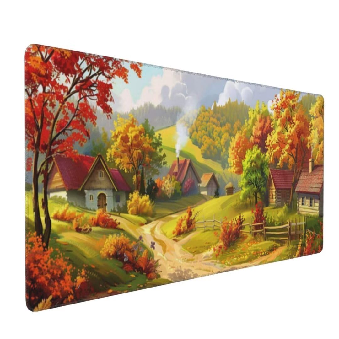 Tapis de Souris Farmhouse Tapis de Souris XXL 1200x600 mm, Imperméable Tapis de Souris Gamer XXL Tapis Souris Campagne Mouse Pad, Base Atidérapante, Haute Précision et Vitesse pour Deco Bureau -MU318