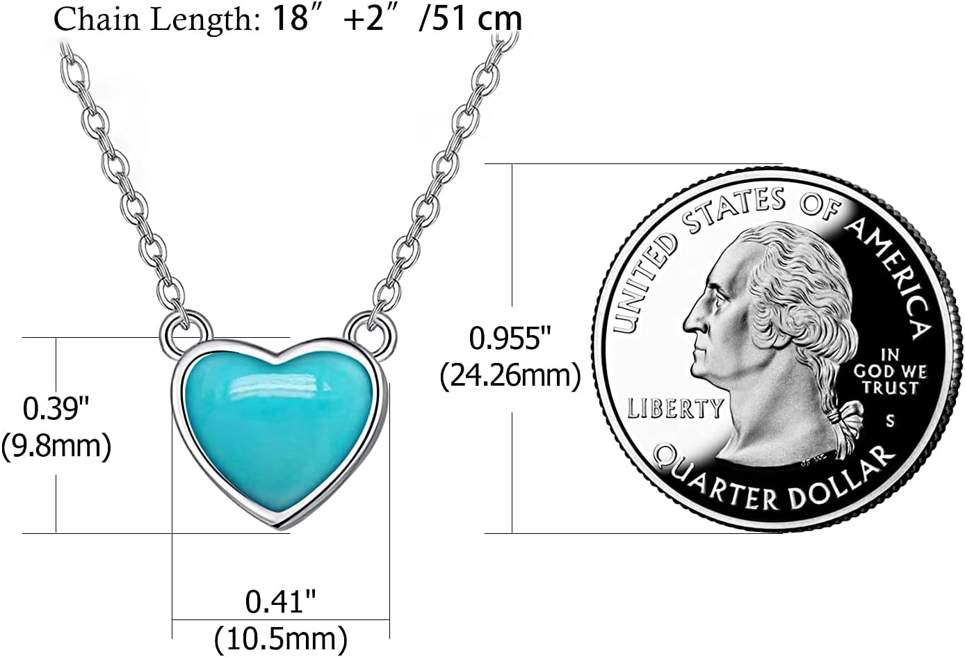 TANGPOET Dainty Heart Pendant Necklaces for Women Sterling Silver Lab Created Gemstone Necklace Jewelry Birthday Gift for Her with 18"+2" Chain - Image 6