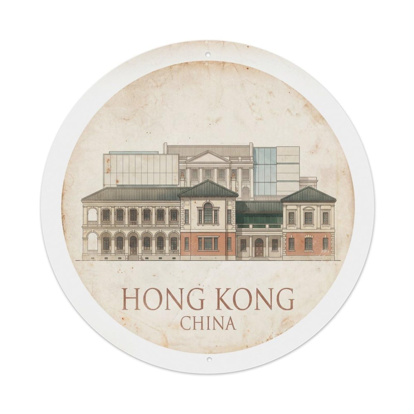 Vintage Travel Hong Kong China Treasure Metal Tin Sign