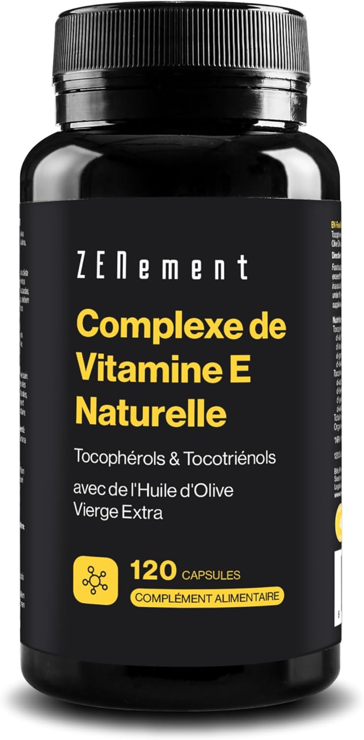 Natural Vitamin E Complex, Tocopherols & Tocotrienols, 120 Capsules | with Extra Organic Virgin Olive Oil | Antioxidant | Soy Free | Zenement Natural Vitamin E Complex, Tocopherols & Tocotrienols, 120 Capsules | with Extra Organic Virgin Olive Oil | Antioxidant | Soy Free | Zenement
