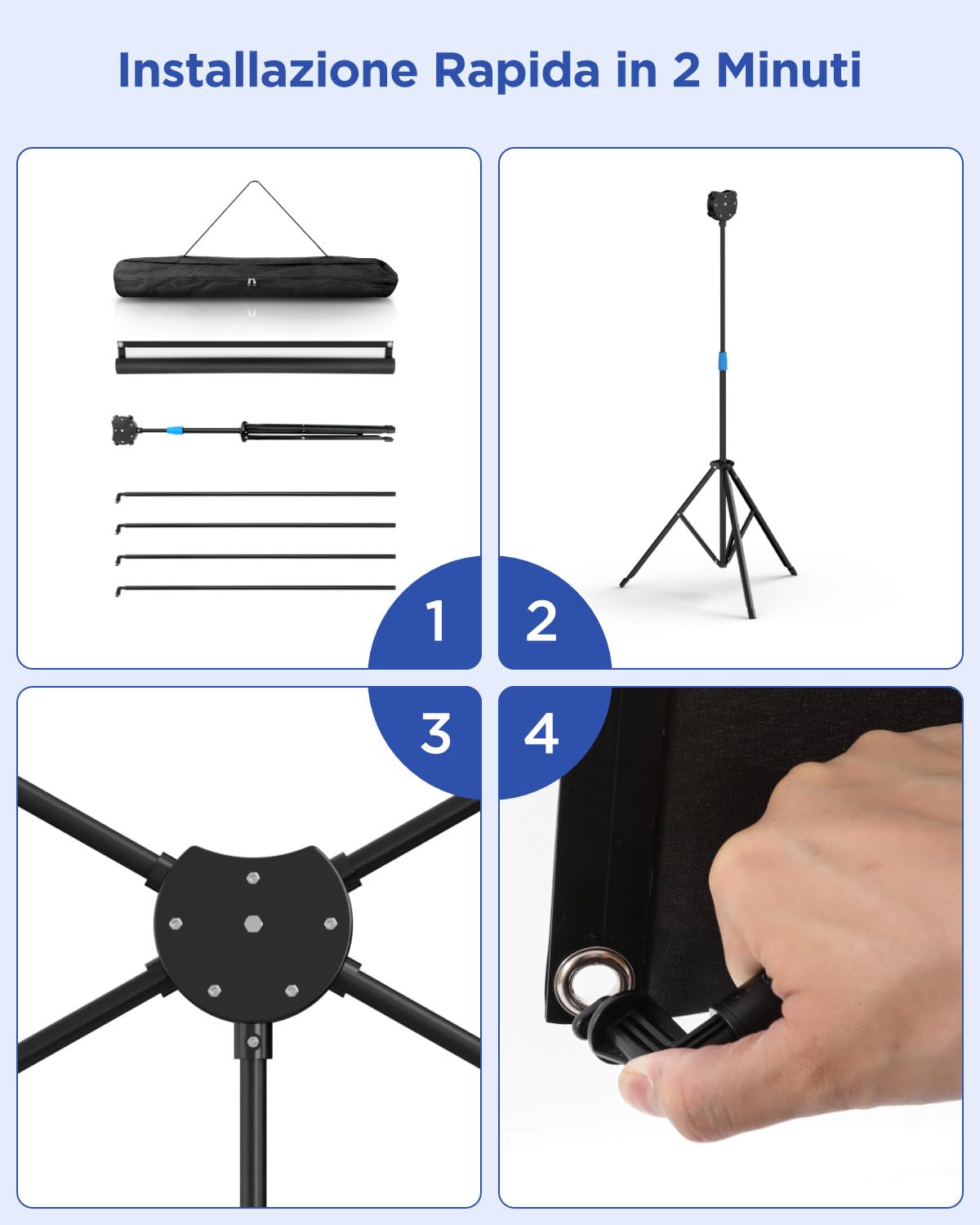 VISULAPEX 100"Schermo Proiettore, 16:9 4K Schermo per Proiettore con Supporto Portatile, Idea per Teatro Domestico, il Cinema All'aperto Feste in Giardino