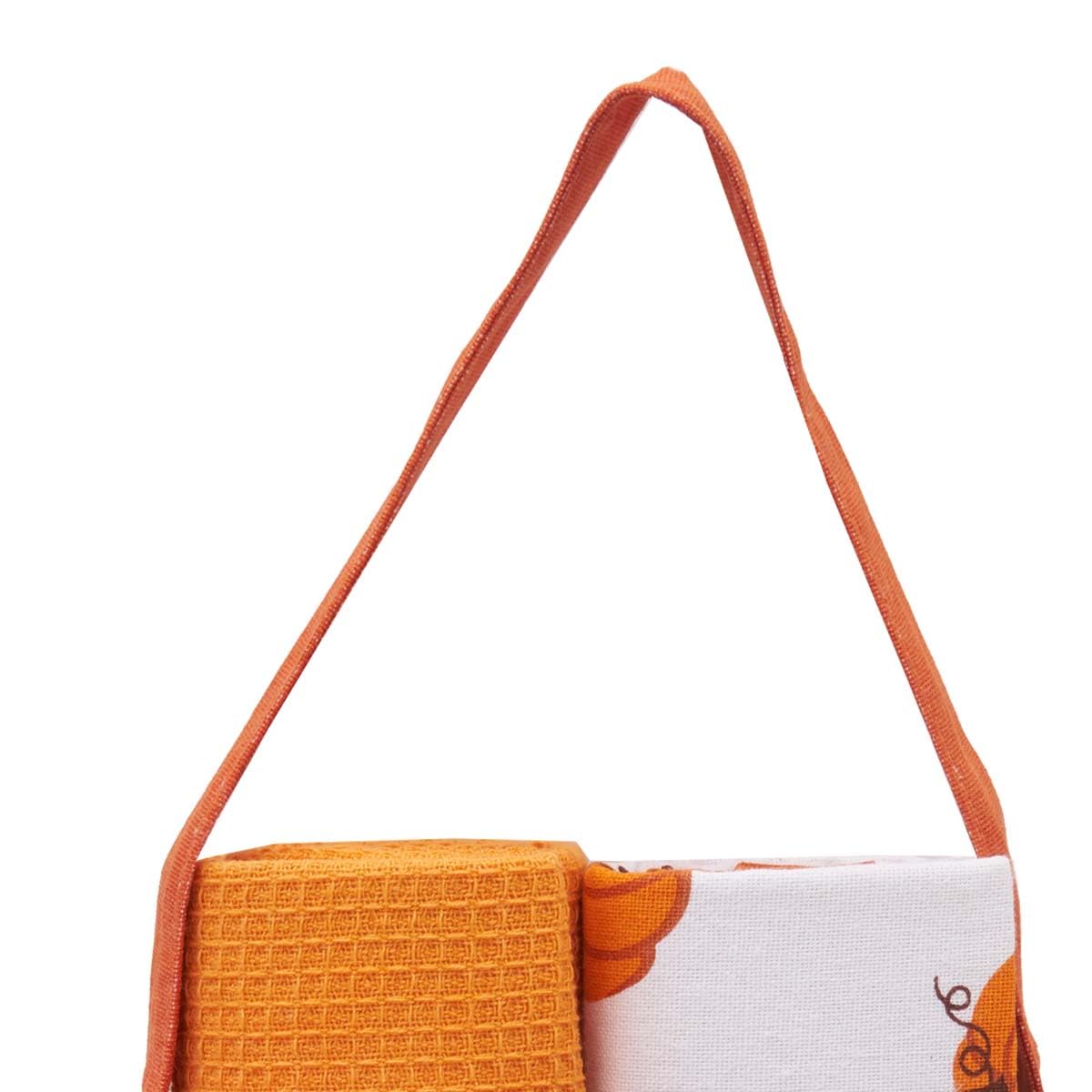 C&F Home Pumpkin Patch Towel & Tote Bag Gift Bundle S/3 Orange