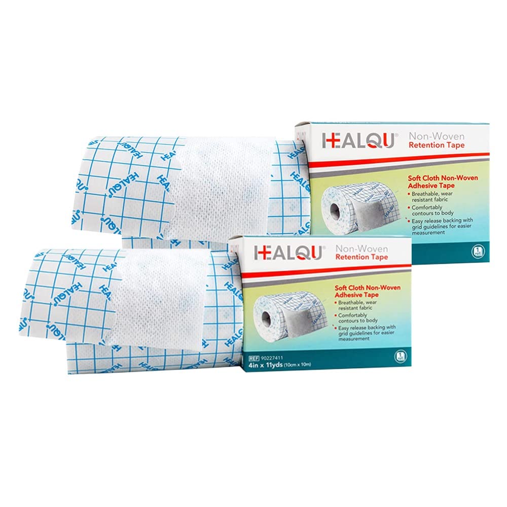Healqu Cinta adhesiva para heridas, cinta adhesiva de 10,2 cm x 30,5 cm, 2 rollos de cinta adhesiva para vendaje, cinta de tela cómoda para el cuerpo, papel fácil de separar, 10,2 cm x 27,9 cm