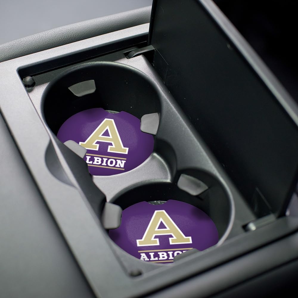 Albion College Britons Primary Logo Car Coasters, Pack of 2, 2.5" Ceramic Stone, Drink Coaster for Cup Holders with Finger Notch - Image 5