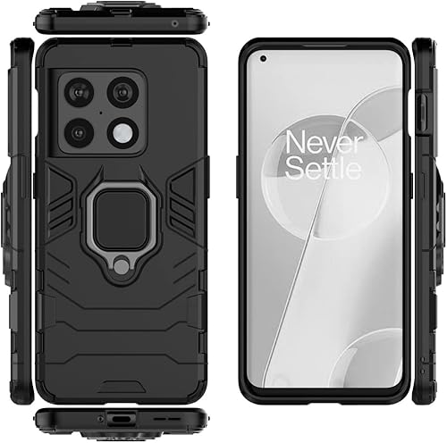 Miniatura 3 de Compatible con OnePlus 10 Pro, soporte de agarre de anillo de metal, a prueba de golpes (funciona con soporte magnético para automóvil), cubierta