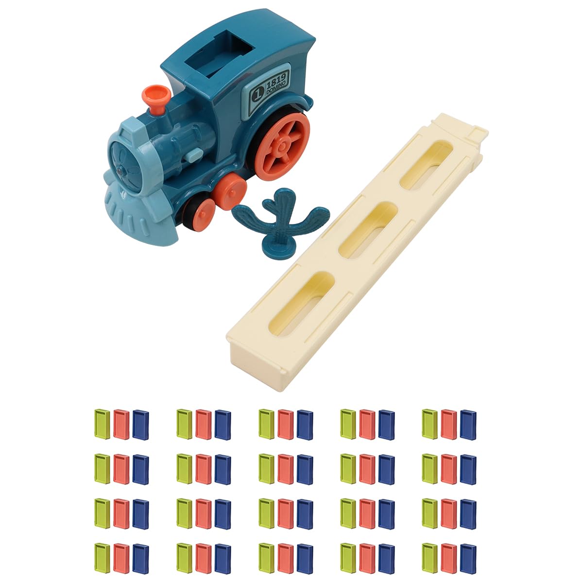 ANCLLO Domino Train Set With 60 Domino Building Blocks Automatic Domino Laying Electric Train With Sound Matching And Stacking Train Domino Games Boys And Girls