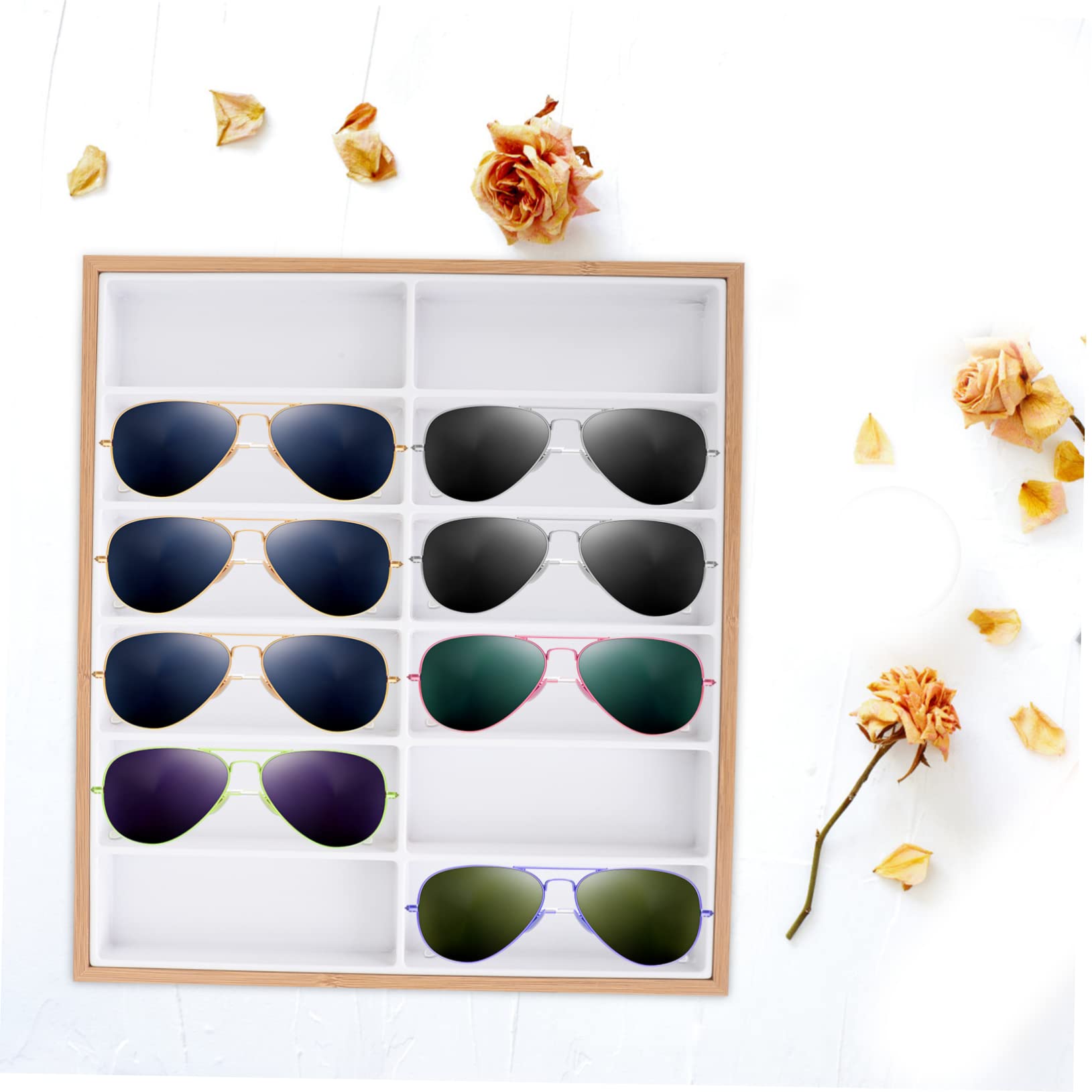 12siatki Stojak Okulary z Drewna Organizer Do Okularów i Biżuterii Przegród Idealny Do Sklepów i Domu Elegancki Design Trwały Materiał