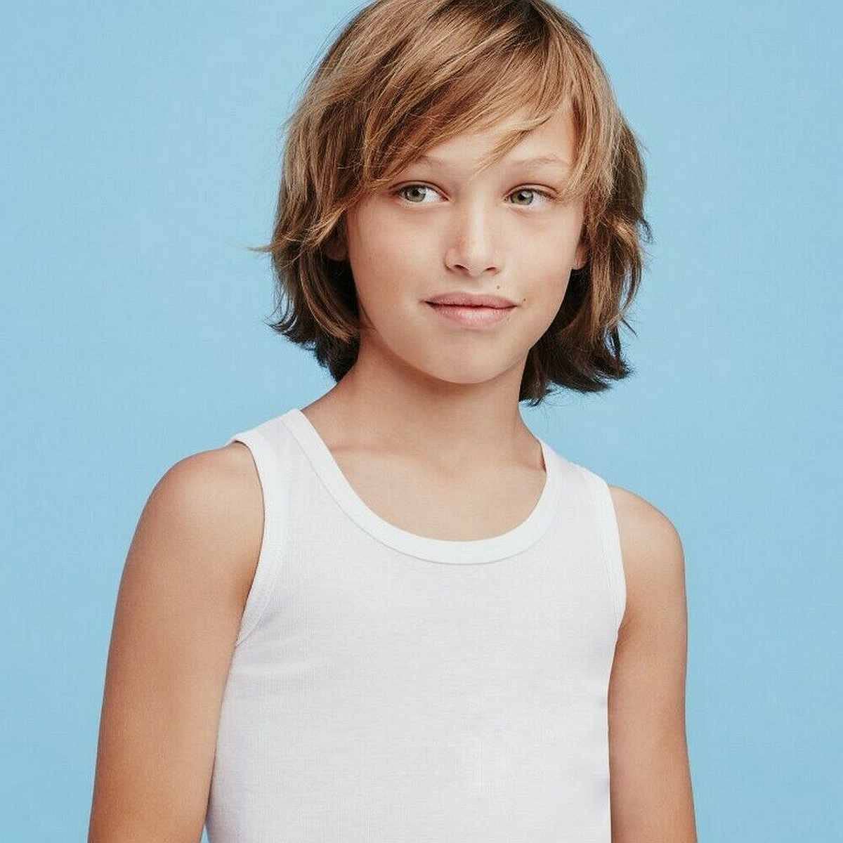 Ellepi Ropa Niño, 6 Camisetas de Algodón Puro Hipoalergénico con Costuras Cómodas, Color Blanco, 6 Tanque, 16 Años