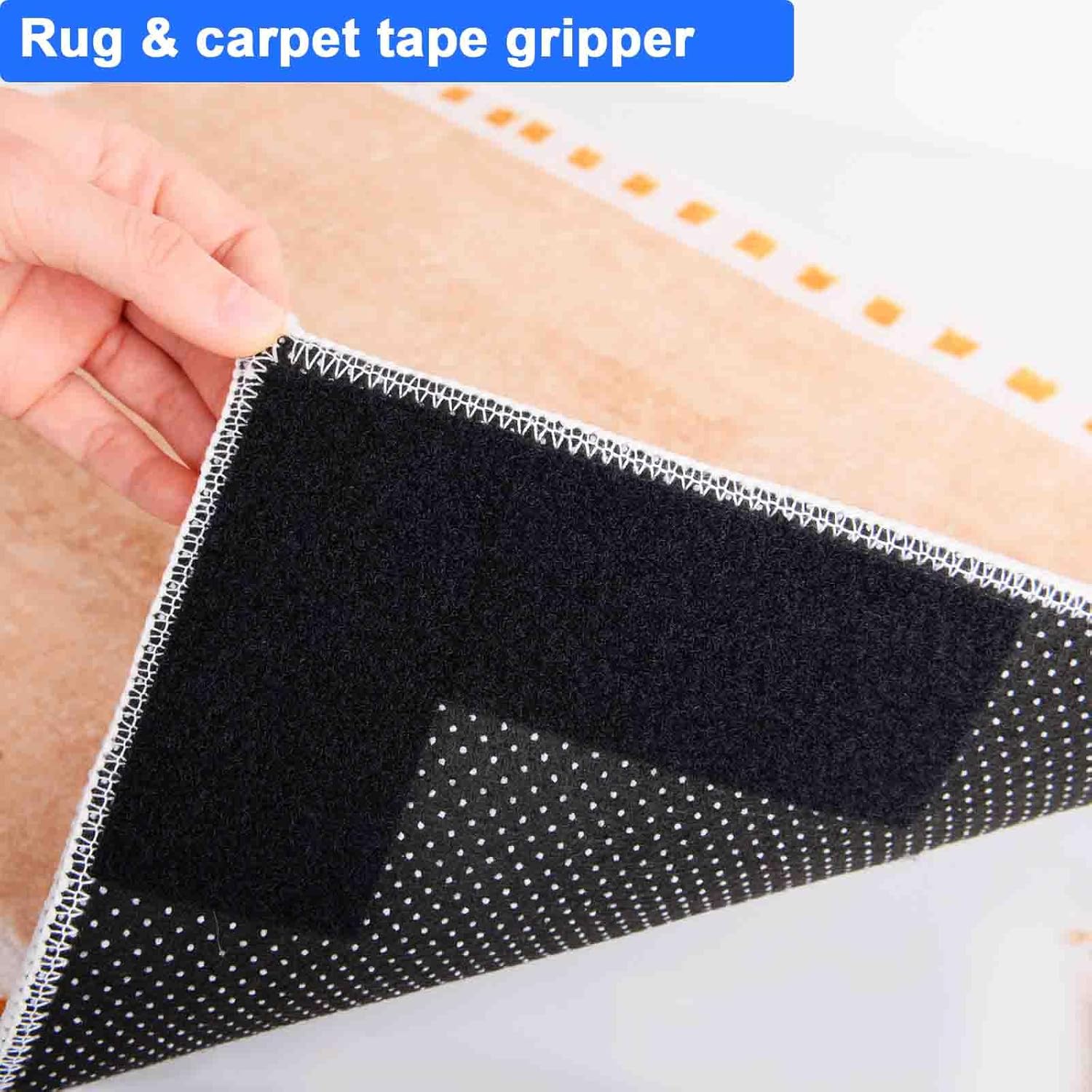 Hook and Loop Tape 4in x 8in 6 Pairs, Slef Adhesive Interlocking Strip, Mounting Tape Heavy Duty Adhesion, Picture Hanging Strips Fastener, Double Sided Carpet & Rug Fixation - Image 5
