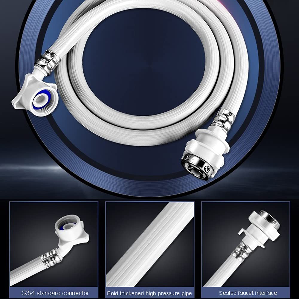 Conector de tubería de agua de lavadora, interfaz de grifo G1 / 2, interfaz de lavadora G3 / 4 (25 mm), tubo de extensión de la manguera de entrada de la lavadora automática (1,5 m-10m blanco opcional