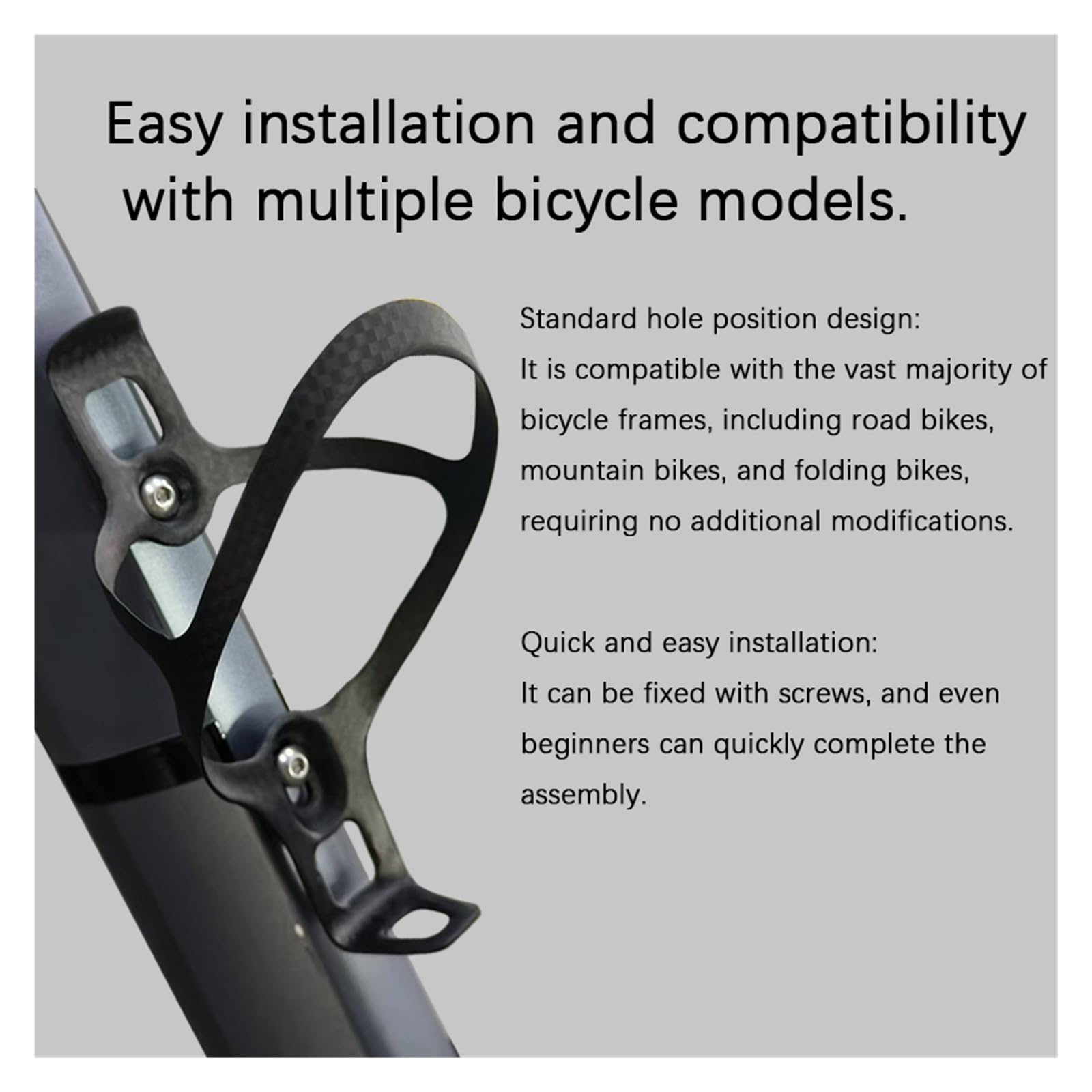 Genérico Soporte for Botella de Agua de Bicicleta MTB de Fibra de Carbono 3K, Botellas portátiles ultraligeras for Bicicleta de Carretera, Equipo de Ciclismo Ultraligero Mate