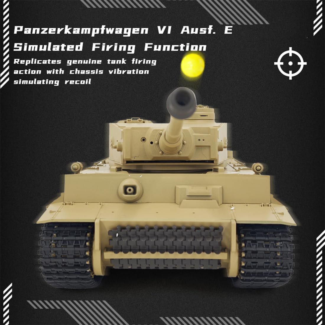 Scala 1/16 2,4 G Full proporzional Tedesco Tiger L RC con scheda di controllo 7,0, lancio a pellet (RTR/versione migliorata/motivo mimetico a righe sottili con corsa telescopica)