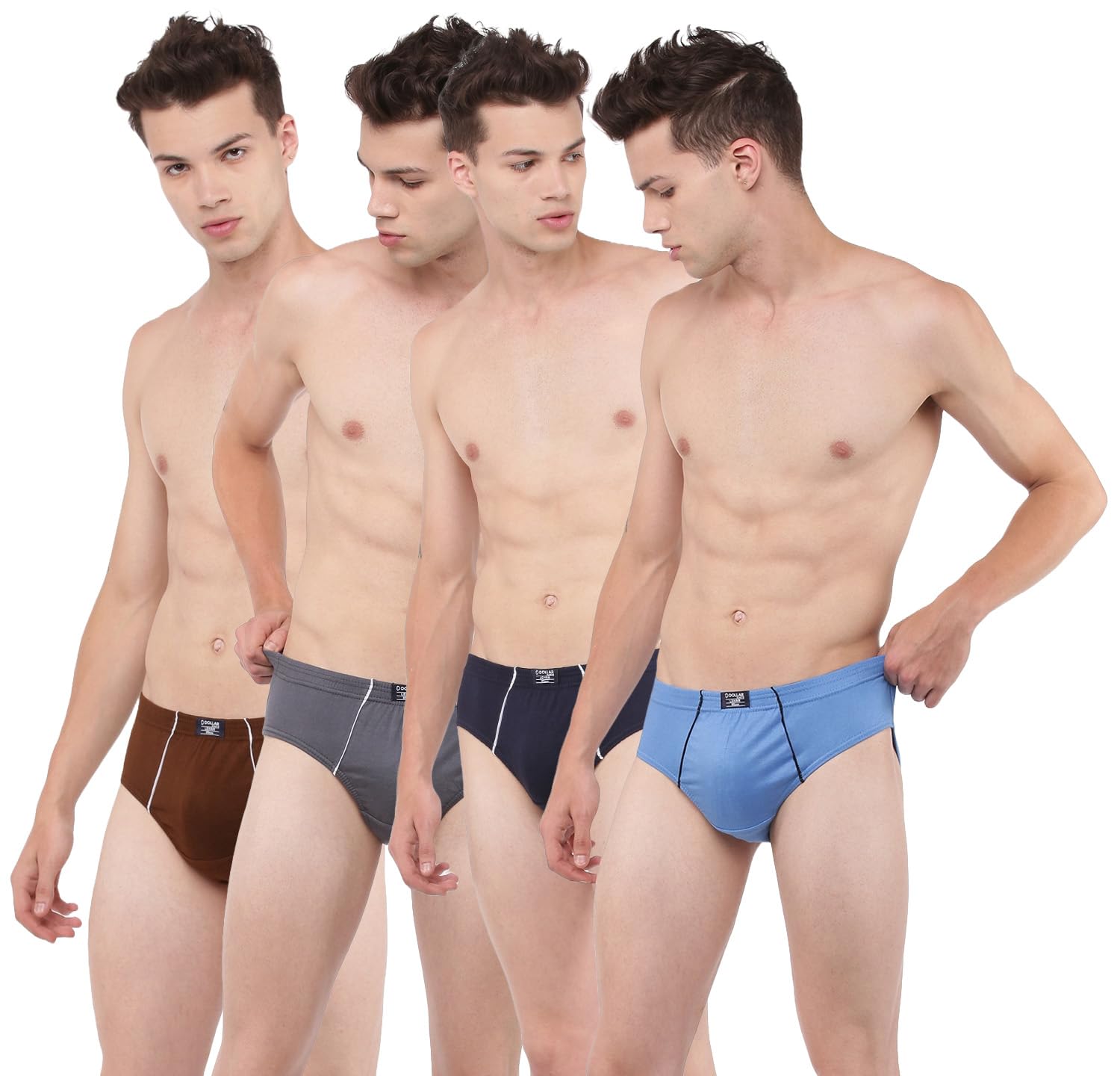 dollar Lehar Super Combed Cotton Mens Brief - Pack of 4 - Actual Colour May Vary Assorted-picture-33