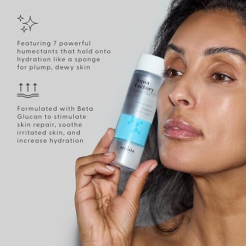 Miniatura 2 de Stratia Aqua Factory Tóner hidratante con beta glucano, 7 factores hidratantes y péptidos para reparación de barreras, nutritiva piel seca y