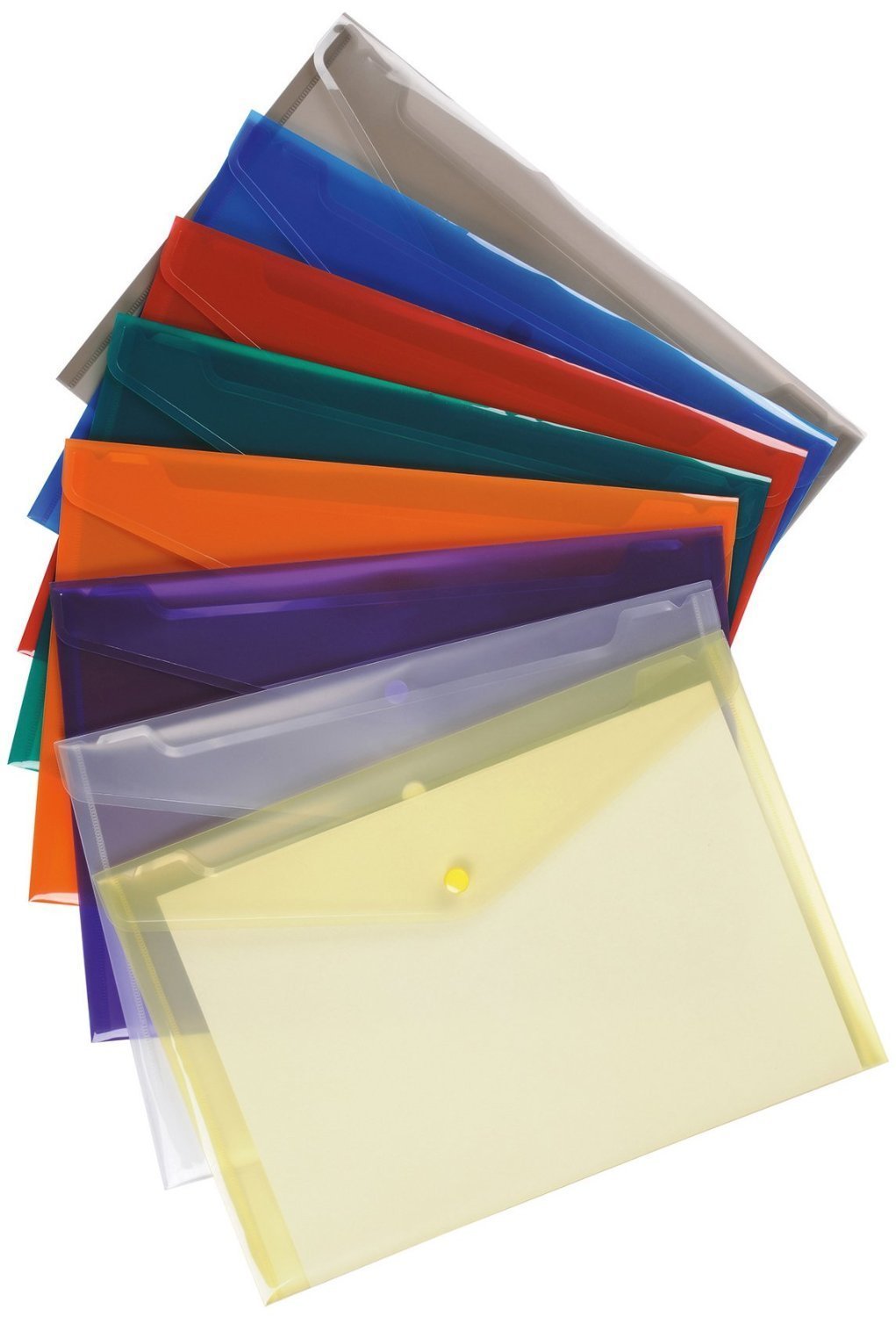 smco Pack of 30 Assorted Document Wallet Folder Plastic A4 Plus Popper Stud Closing Hard Wearing Document Folders