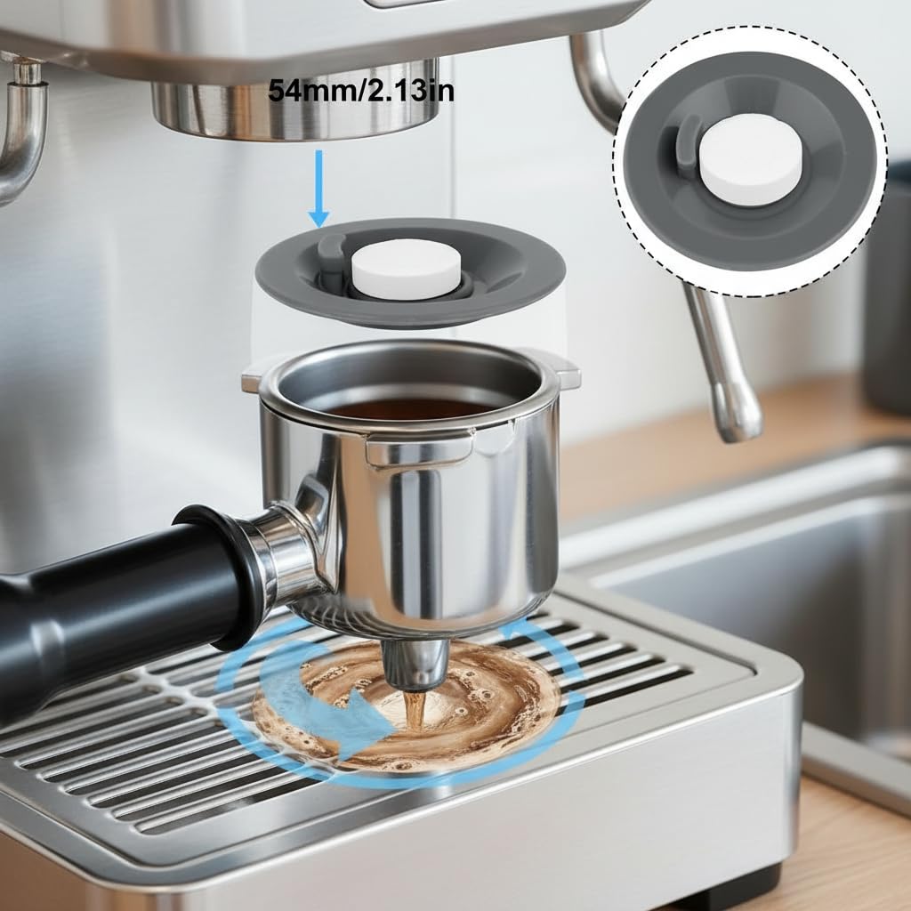 2 dischi per la pulizia dell'espresso e 12 pastiglie per la pulizia compatibili con macchina da caffè Ninja Luxe, in silicone da 54 mm