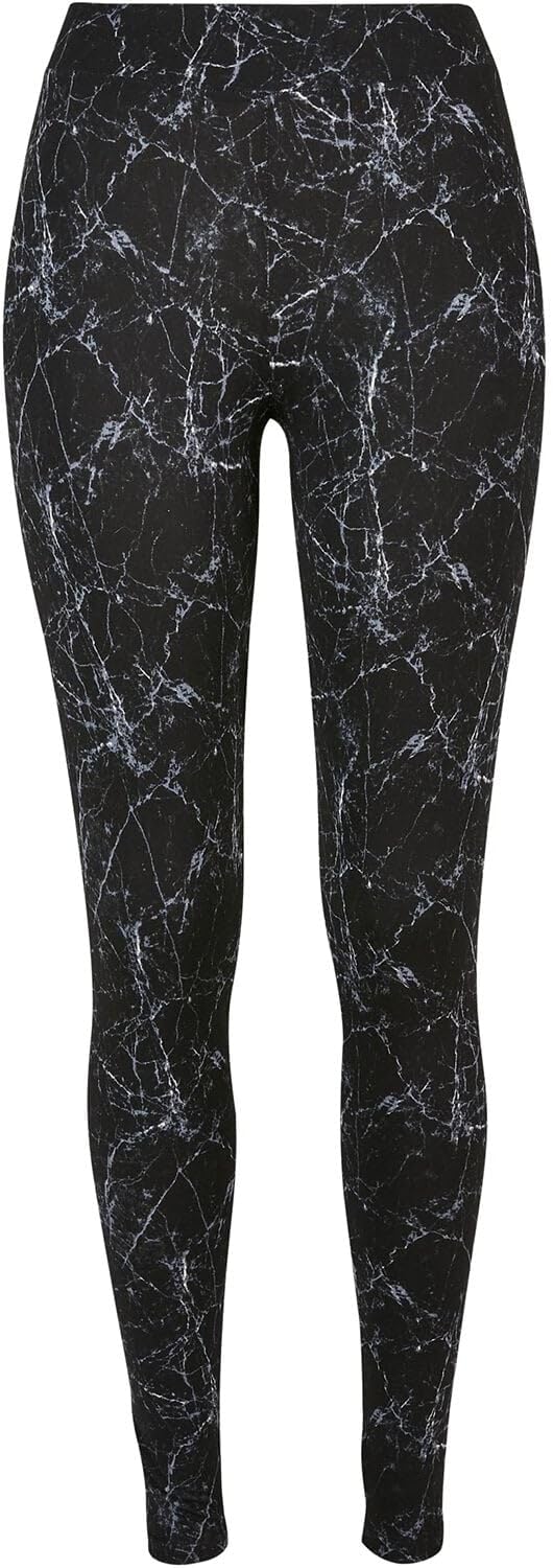 Urban Classics Ladies Soft AOP Leggings Ladies Leggings Available in Many Sizes XS - 5XL, Blackmarble, XXXXL