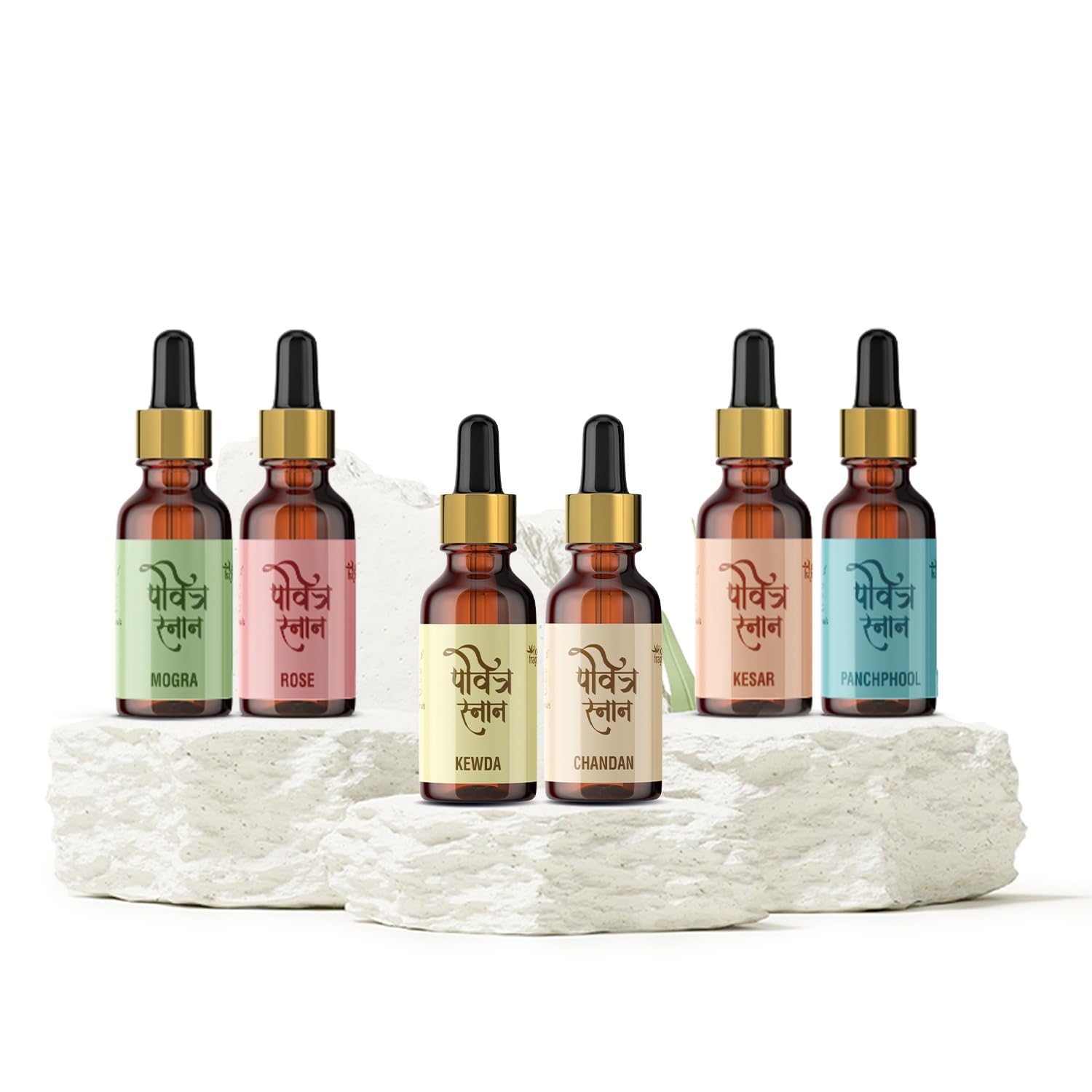 Flourish Fragrance Premium Pooja Attar, Non-alcoholic Perfume Oil, 6 Fragrances Combo Set, 15ml Each-image-22