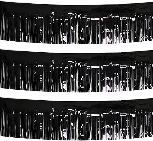 Paquete de 3, total 30 pies de guirnalda de flecos de aluminio con borla, cortinas colgantes metálicas, flecos de oropel, decoraciones para flotador