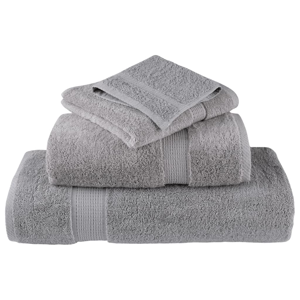 Juego de 6 toallas de mano Solund, color gris, 600 g/m², de algodón absorbente, con práctica fijación para colgar para el hogar y el comercio