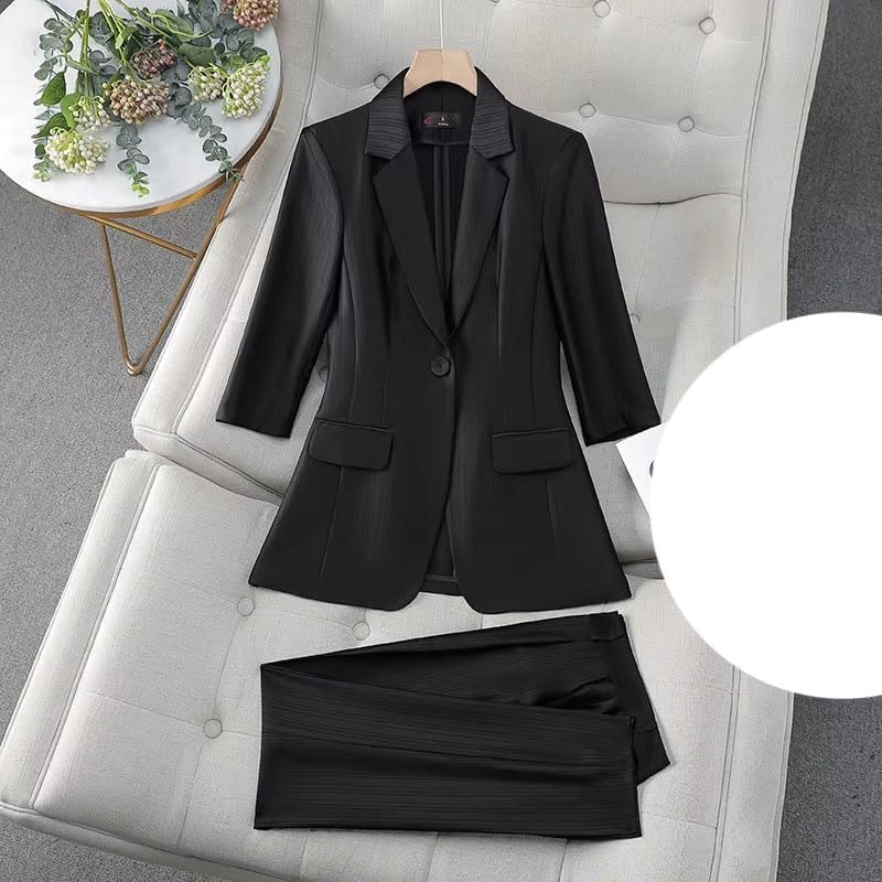Women's Turn Down Collar Suit Set Blazer Pants Office Business Outfit