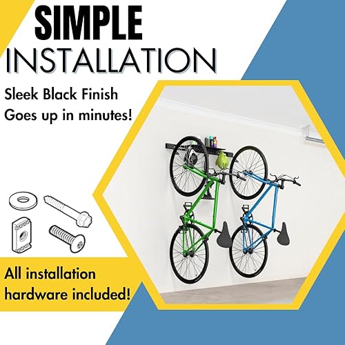 Miniatura 4 de Koova Portabicicletas de montaje en pared  Pared de montaje de bicicleta de acero  Perchas de bicicleta ajustables para garaje  Portabicicletas de