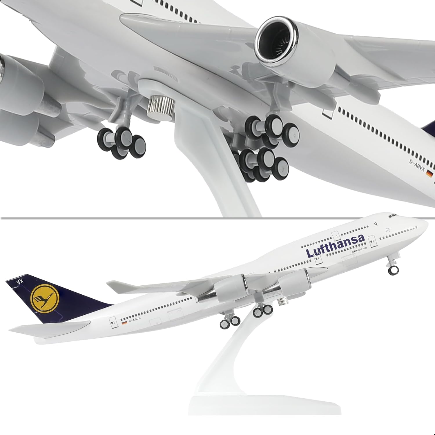 1/240 Germany 747 Airplane Model Kit (30cm L) for Boeing 747 Resin Airplane Model with Display Stand for Adult Birthday, Holiday, Business Aviation Gift or Collectible
