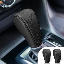 2PCS Leather Car Gear Shift Cover, Anti-Slip Dust Waterproof Gear Shifter Stick Protector, Soft Breathable Universal Automotive Shift Knob Decoration Accessories, Fit Car, SUV, Truck Black/2PCS