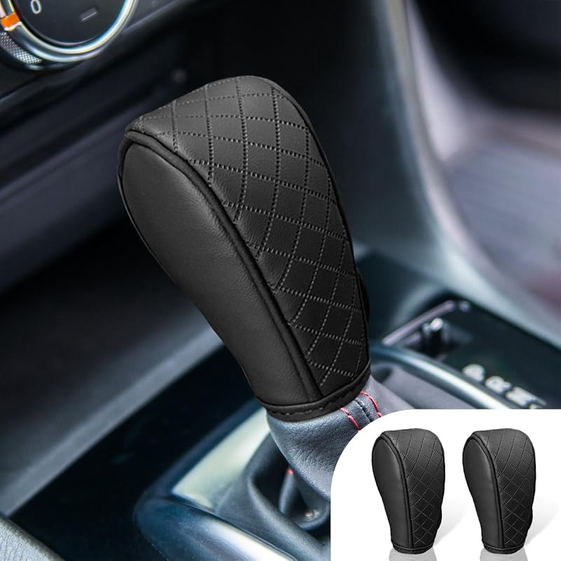Capa para Manopla de Câmbio em Couro PU com Fechamento de Velcro BDZMC Preta, 2 unidades