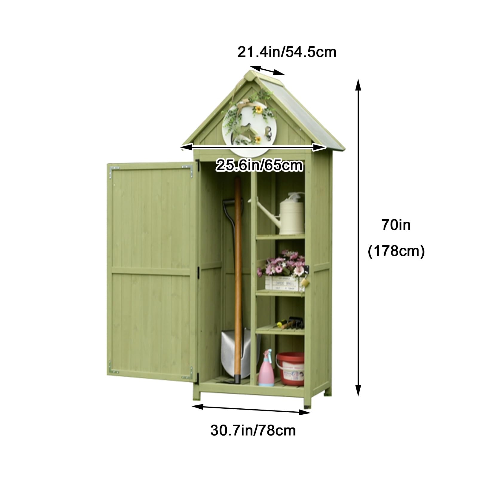 Organizador De Gabinete De Herramientas De Madera Maciza, Cobertizo De Almacenamiento para Jardín Al Aire Libre con Estantes De 3 Niveles, Casa De Herramientas para Exteriores para Balcón, Patio, Césp