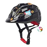 Atphfety Kids Toddler Bike Helmet, Adjustable Boys Girl Helmets from Baby to Children(Age 1-8), Multi Sports for Bicycle Skate Scooter with LED Light (Black Astronauts, S:50 cm - 54cm/19.7-21.2 inch)