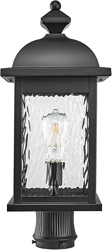 Luces de poste para exteriores de 21 pulgadas de altura, poste de lámpara de gran tamaño, iluminación al aire libre, linterna exterior negra con