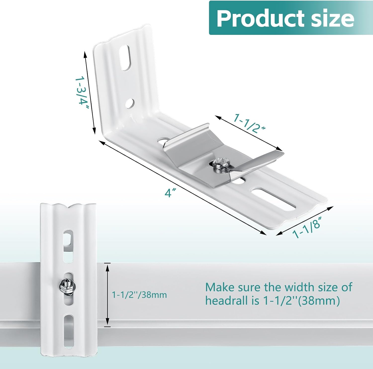 6 Pcs Vertical Blinds L Bracket Vertical Blind Wall Mount with Headrail 1-1/2" C Clamp Brackets 4" Outside Mounting Bracket Clips Vertical Blind Top Code Mounting (Silver)