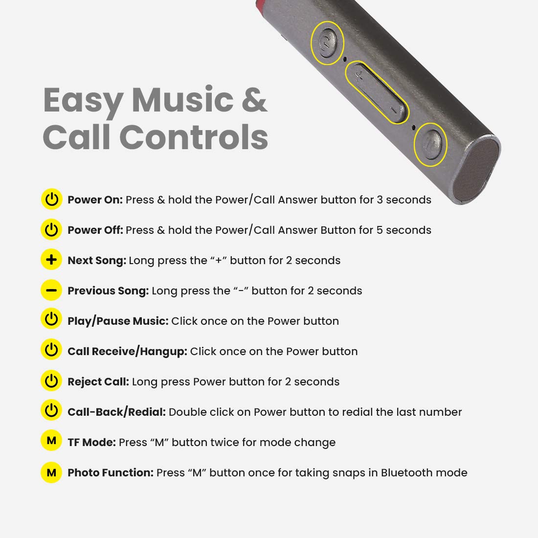 Easy Music and Call Controls for pTron Tangent Plus