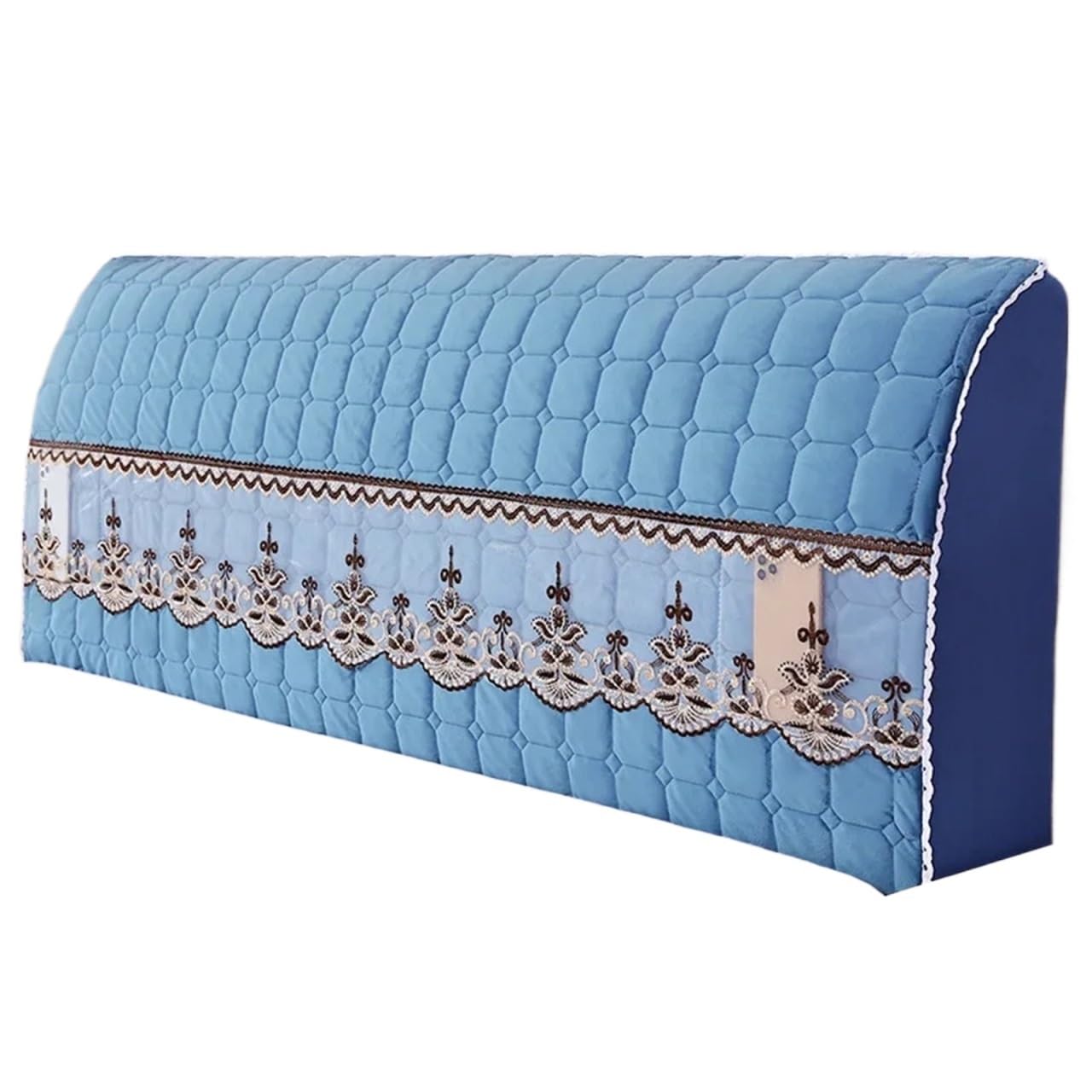FGUJSUR Headboard Slipcover Padded Headboard Cover Curved Soft Package Backrest All Inclusive Renovation Universal And Simple(Lake blue,190cm)