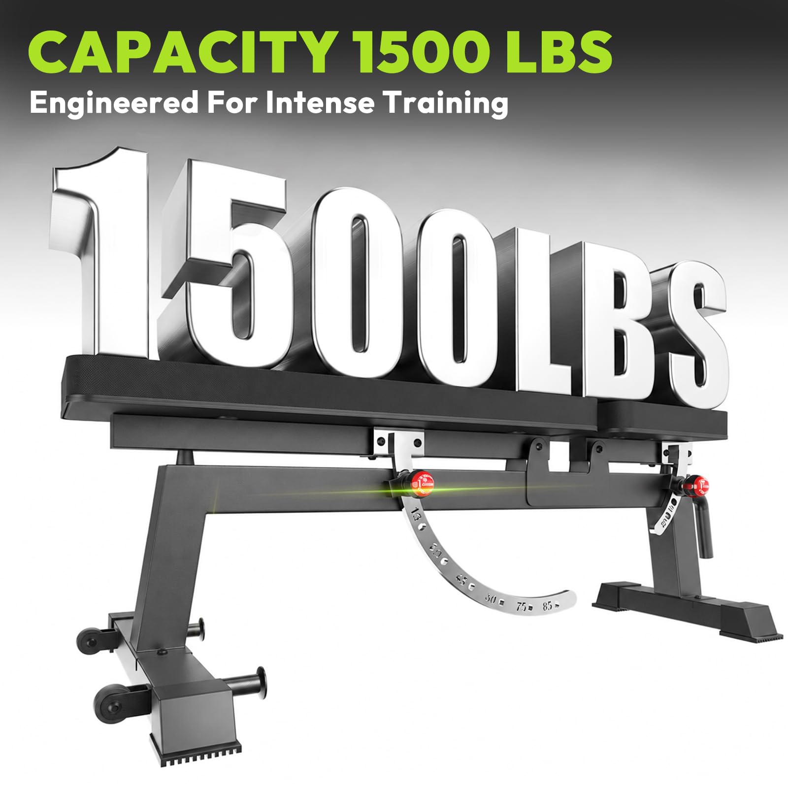 Adjustable Weight Bench, 1500 lb Incline Workout Bench, Home Gym | 0 To 85 Degree Backrest, Three Seat Angles, Steel Frame, Wheels And Handle, Foldable Storage, Chest Presses, Dumbbell Rows